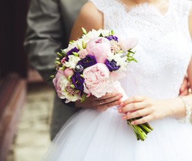 Hand holding bouquet of bride Stock Photo 02