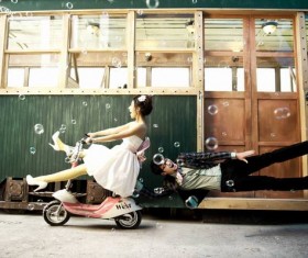 Happy creative wedding photo Stock Photo