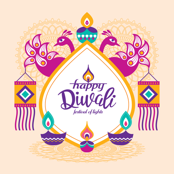 Happy diwali background design vectors 02