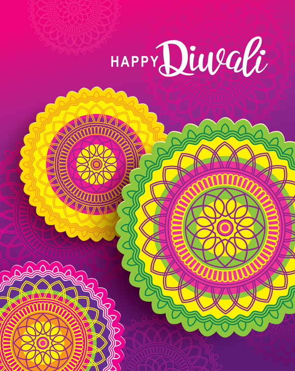 Happy diwali background design vectors 07
