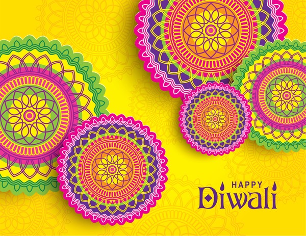 Happy diwali background design vectors 12