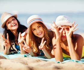 Happy girl on the beach Stock Photo