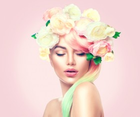 Head wearing a garland woman Stock Photo 01