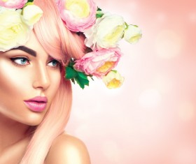 Head wearing a garland woman Stock Photo 04