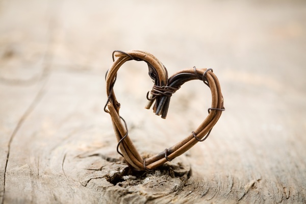 Heart on wood Stock Photo