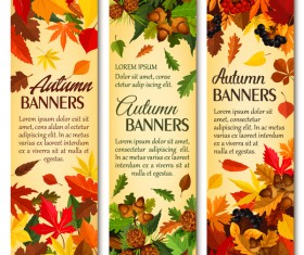 Hello autumn vertical banner vector set 02