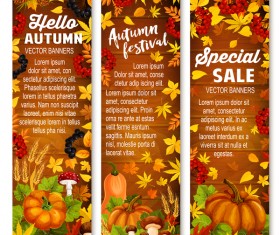 Hello autumn vertical banner vector set 06