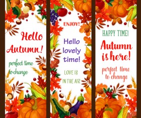 Hello autumn vertical banner vector set 07