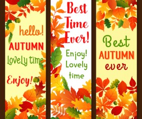 Hello autumn vertical banner vector set 08
