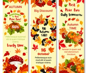 Hello autumn vertical banner vector set 09