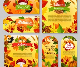 Hello autumn vertical banner vector set 10