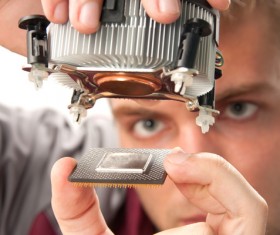 Installed computer Stock Photo