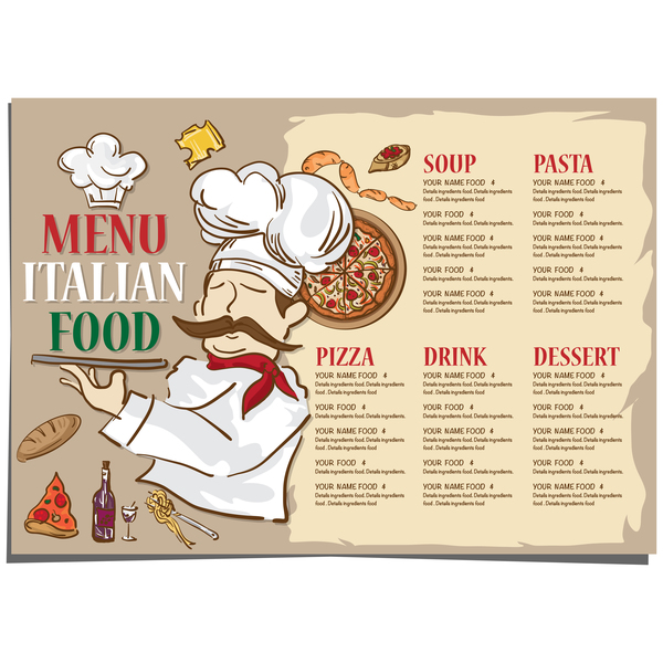 Italian food menu template vector design 02