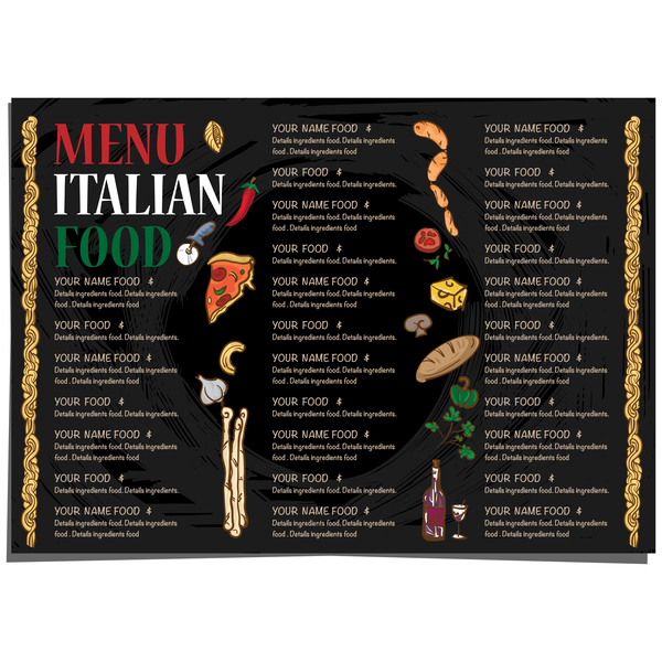 Italian food menu template vector design 05