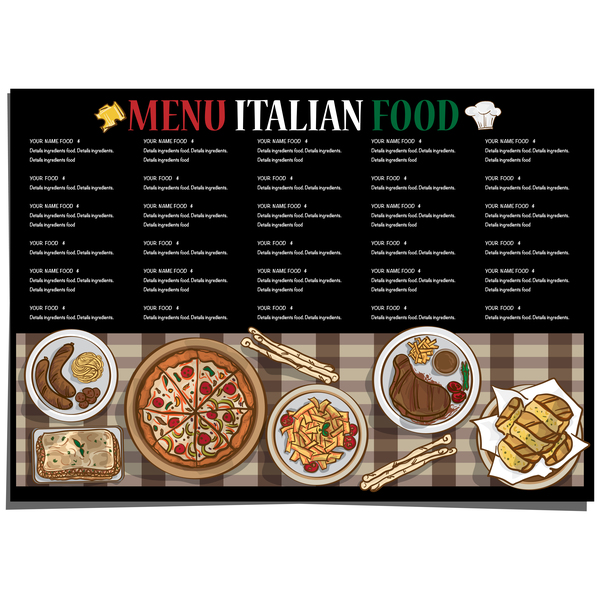 Italian food menu template vector design 11