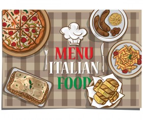 Italian food with dining table vector