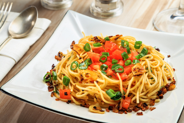 Italian tomato noodles Stock Photo