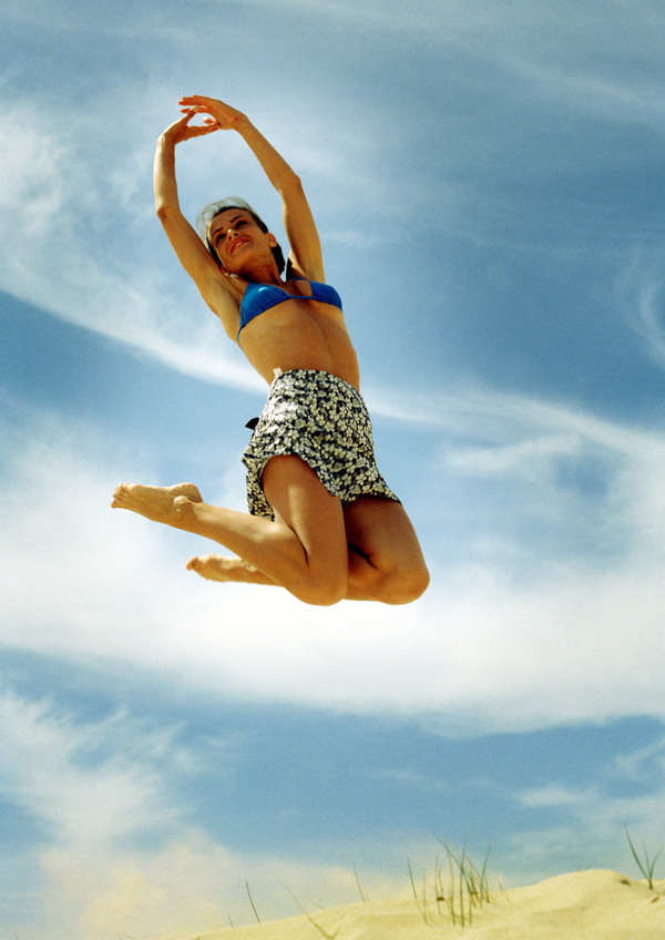 Jumping woman Stock Photo 01