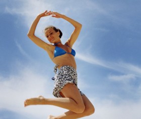 Jumping woman Stock Photo 02
