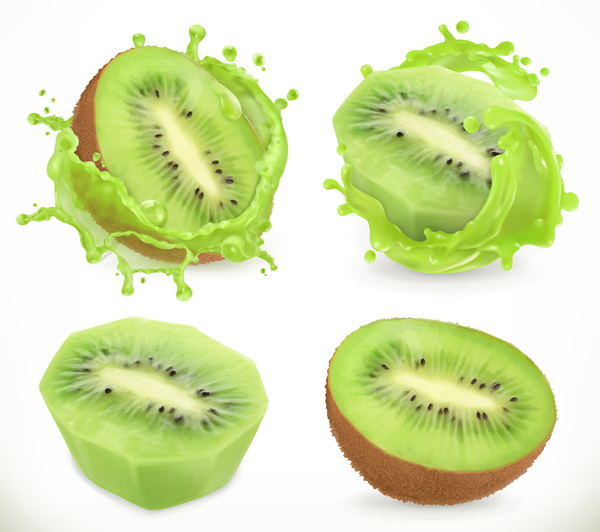 Kiwi fruit juice and splash vector