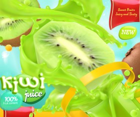 Kiwi juice poster template vector