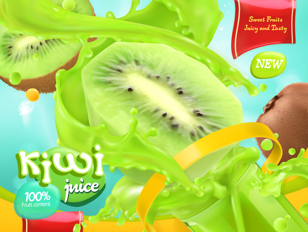 Kiwi juice poster template vector