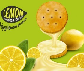 Lemon cookies poster vectors 03