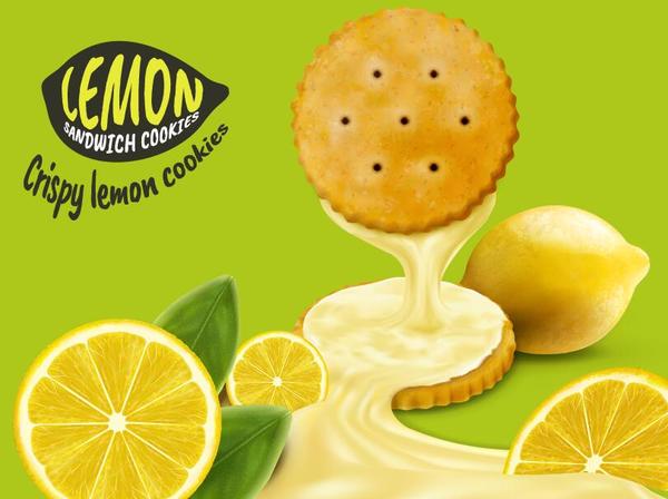 Lemon cookies poster vectors 03