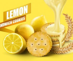 Lemon cookies poster vectors 04