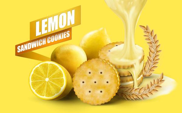 Lemon cookies poster vectors 04