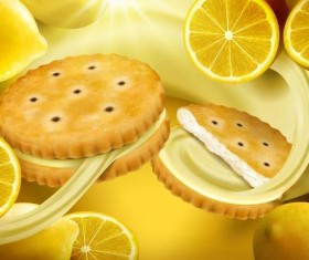 Lemon cookies poster vectors 06