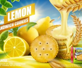 Lemon cookies poster vectors 08