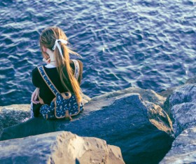 Look at the sea girl Stock Photo