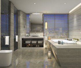 Luxurious tiled decorated with modern classic bathroom Stock Photo 01