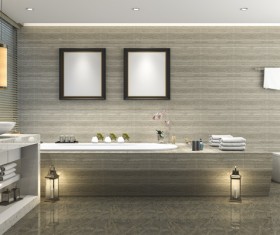 Luxurious tiled decorated with modern classic bathroom Stock Photo 02