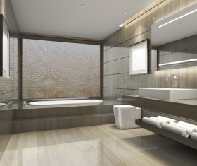 Luxurious tiled decorated with modern classic bathroom Stock Photo 03