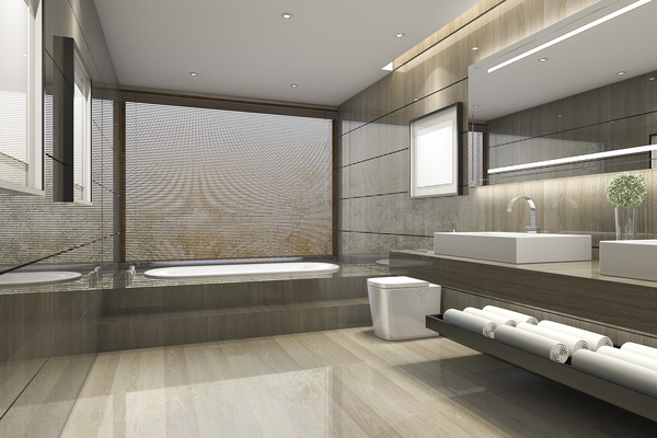 Luxurious tiled decorated with modern classic bathroom Stock Photo 03
