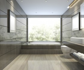 Luxurious tiled decorated with modern classic bathroom Stock Photo 04