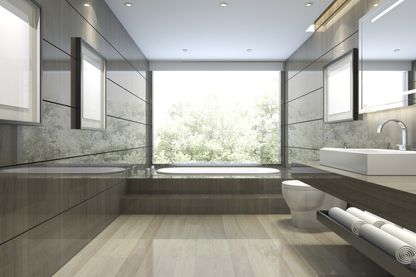 Luxurious tiled decorated with modern classic bathroom Stock Photo 04