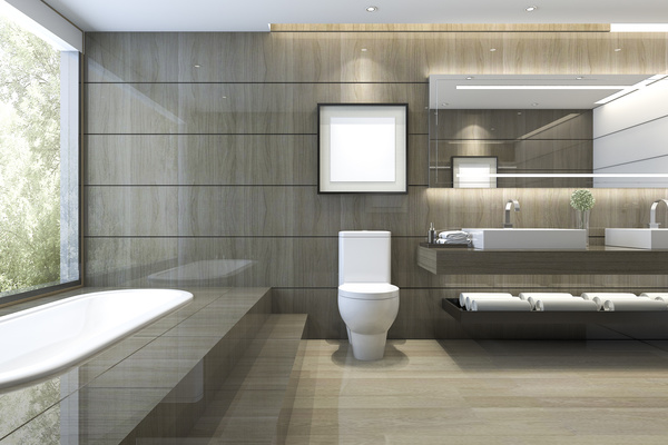 Luxurious tiled decorated with modern classic bathroom Stock Photo 05
