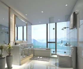 Luxurious tiled decorated with modern classic bathroom Stock Photo 06