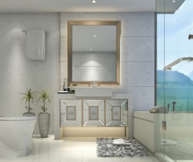 Luxurious tiled decorated with modern classic bathroom Stock Photo 08
