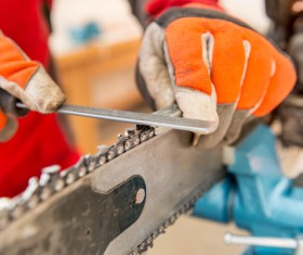 Maintenance electric saw Stock Photo