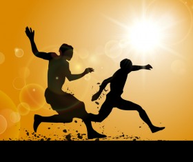 Man running silhouette vector material 04