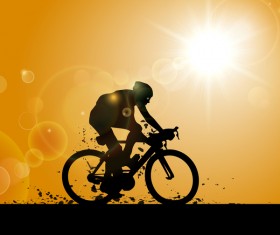 Man with bike silhouette vector