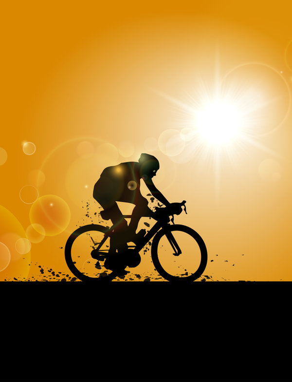 Man with bike silhouette vector