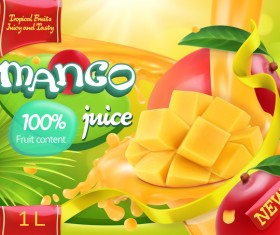 Mango juice poster template vector