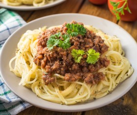 Meat sauces pasta Stock Photo