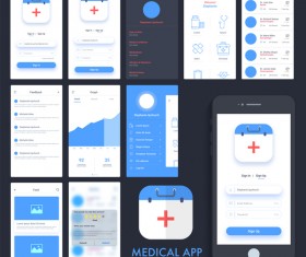 Medical APP user interface template vector