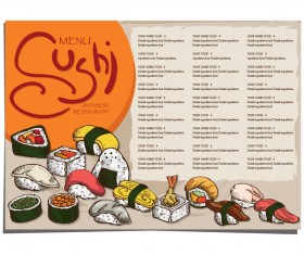 Menu sushi japanes food template vector